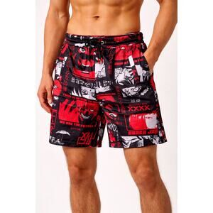 Drill Clothing Fresh Prints Tokyo Anime Graphic Shorts Black Red Streetwear NWT